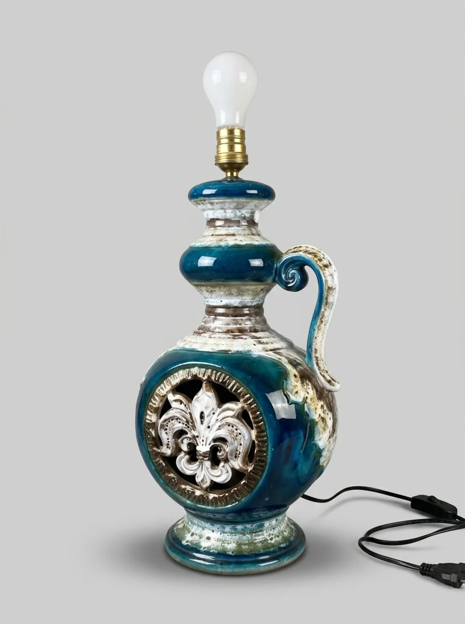 Vintage Glazed Ceramic Artistic Lamp (1960s/1970s)