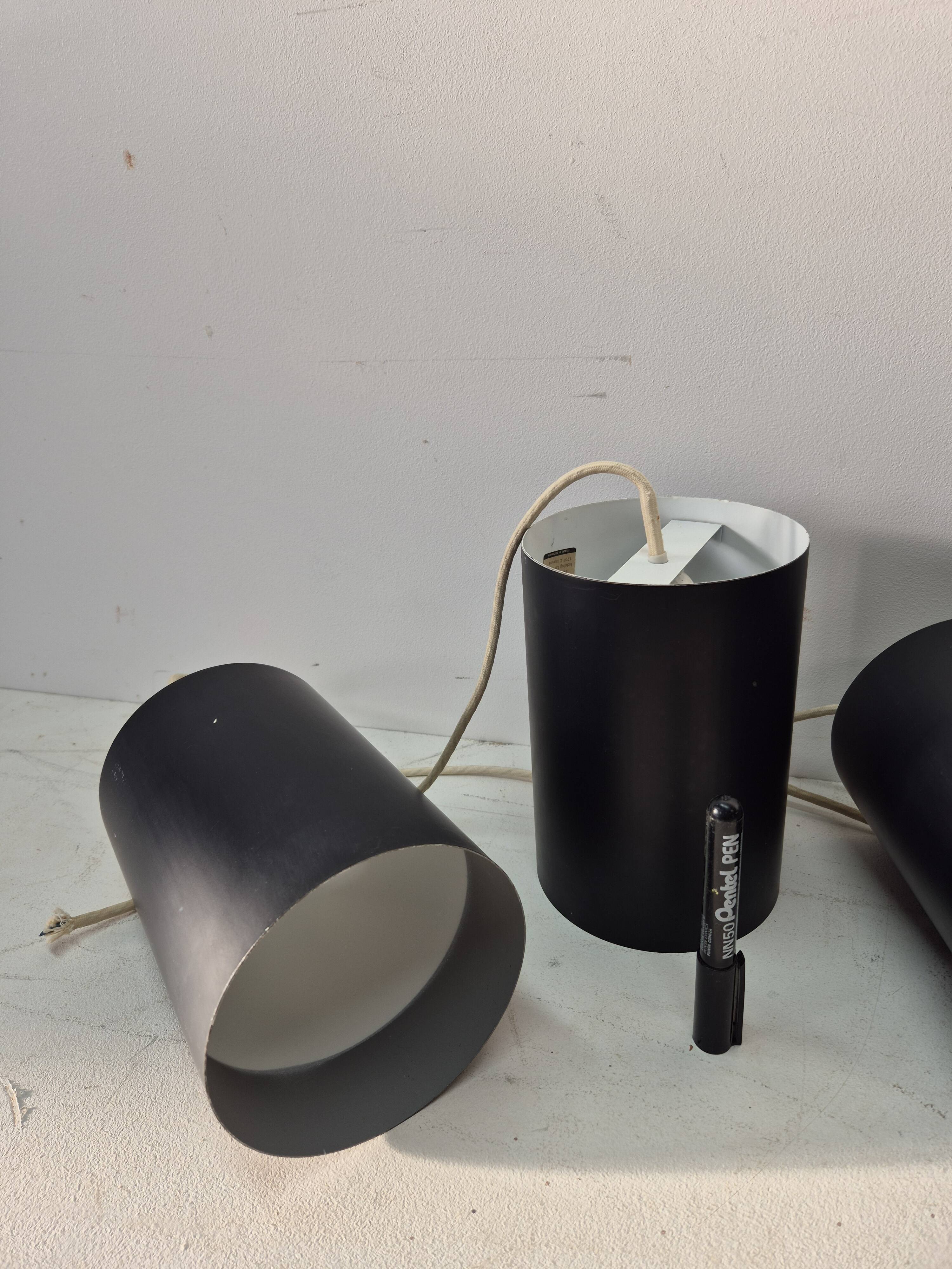 6 Louis Poulsen "pipe" pendant lights, 1960s, lacquered steel