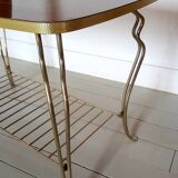 Vintage coffee table in laqué wood and gold metal