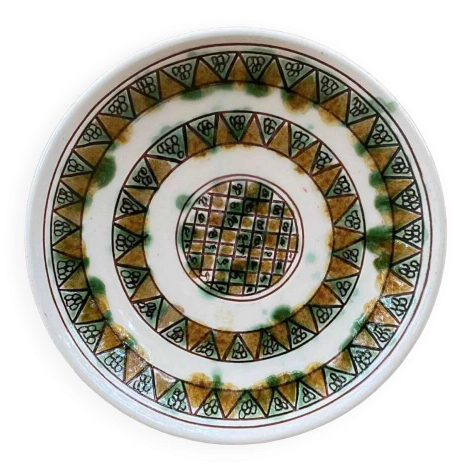 Plate with scarified decoration, signed CHS, Cyprus