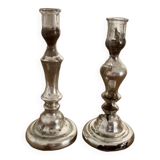 Pair of mercurized candle holders