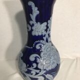 Former Alsace Betschdorf  Decoration Vintage blue stoneware Vase