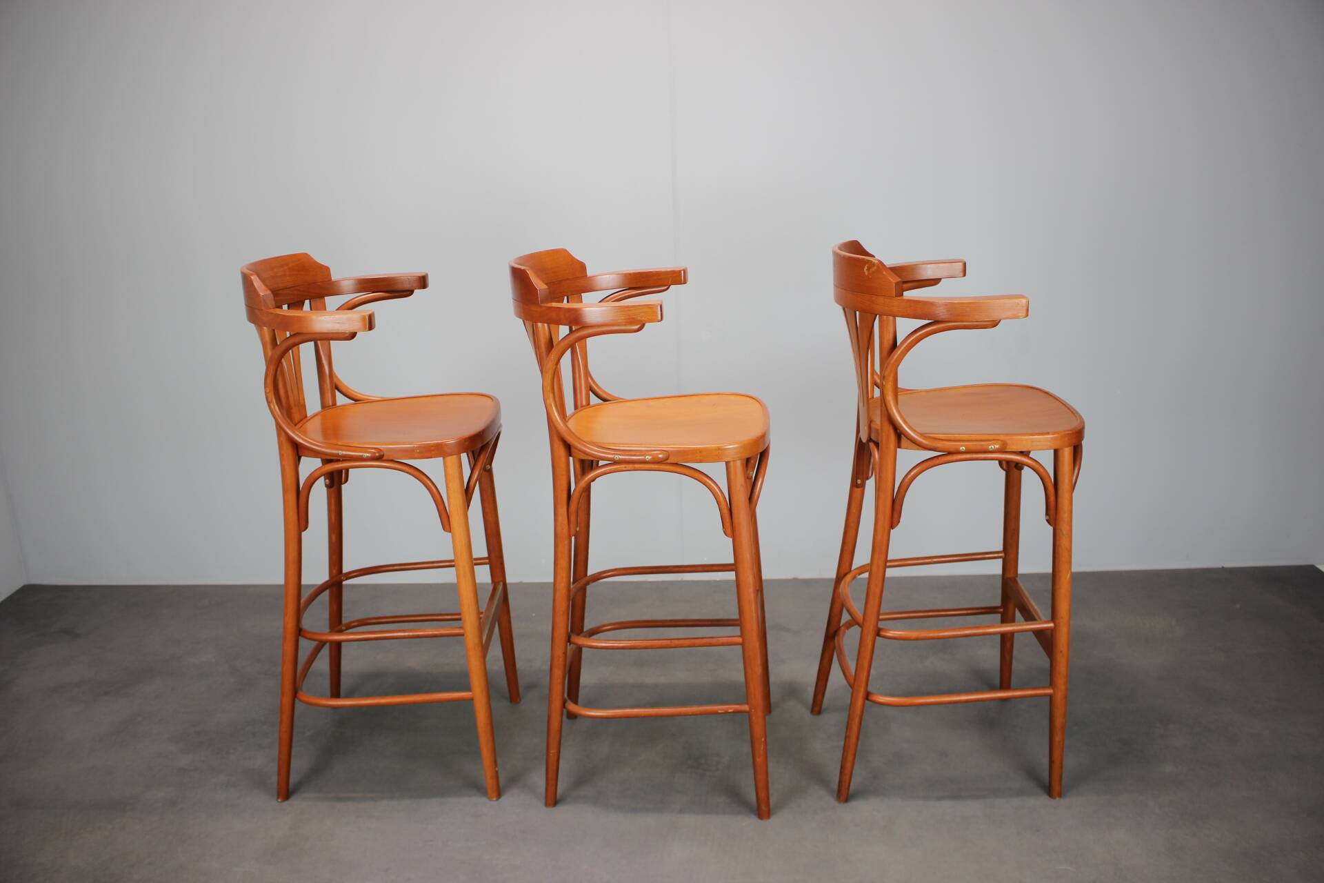 Set of 3 TON bentwood bar stools, Czech Republic, circa 1990.