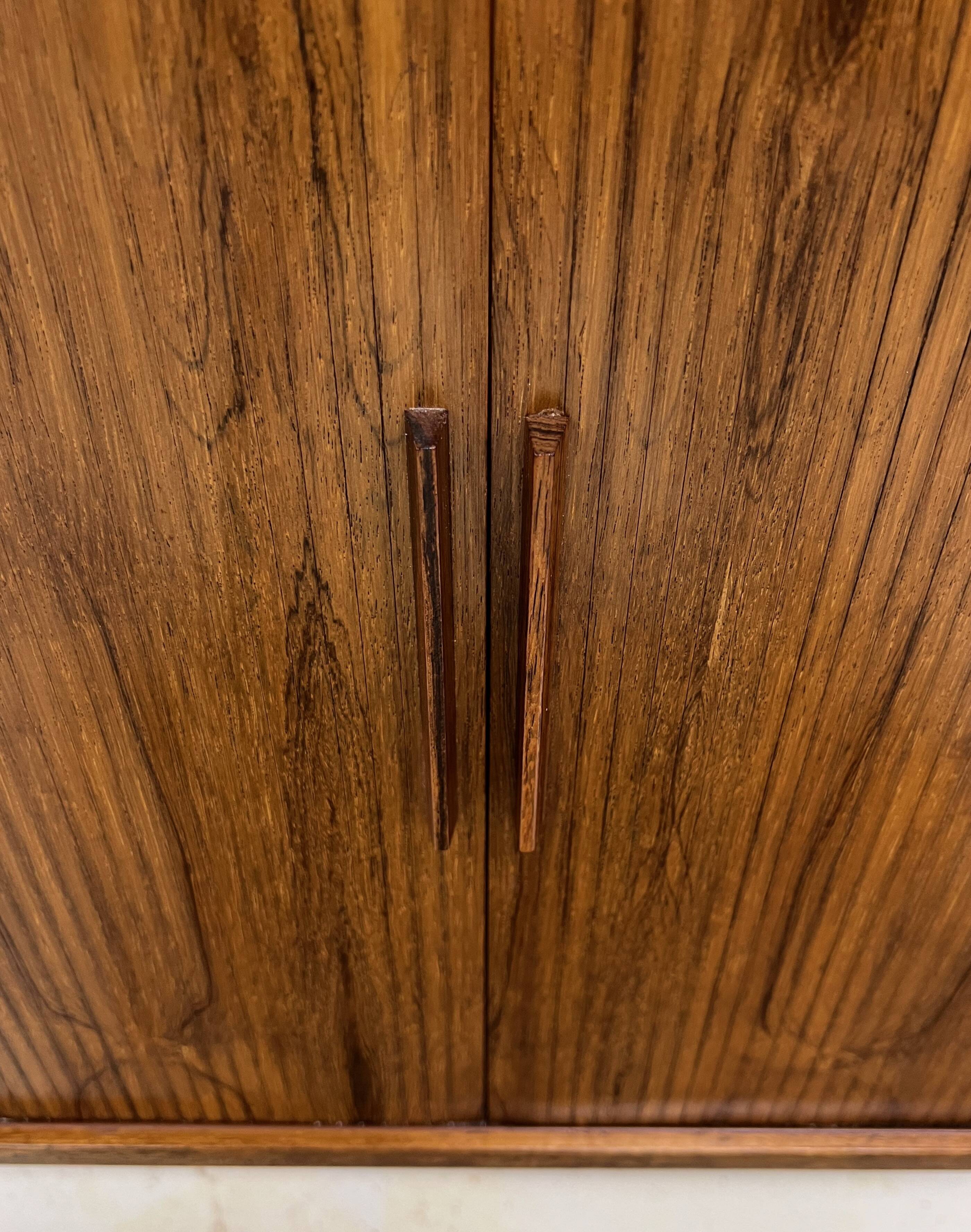 Rosewood Tambour Door Cabinet By Kai Kristiansen For Feldballes