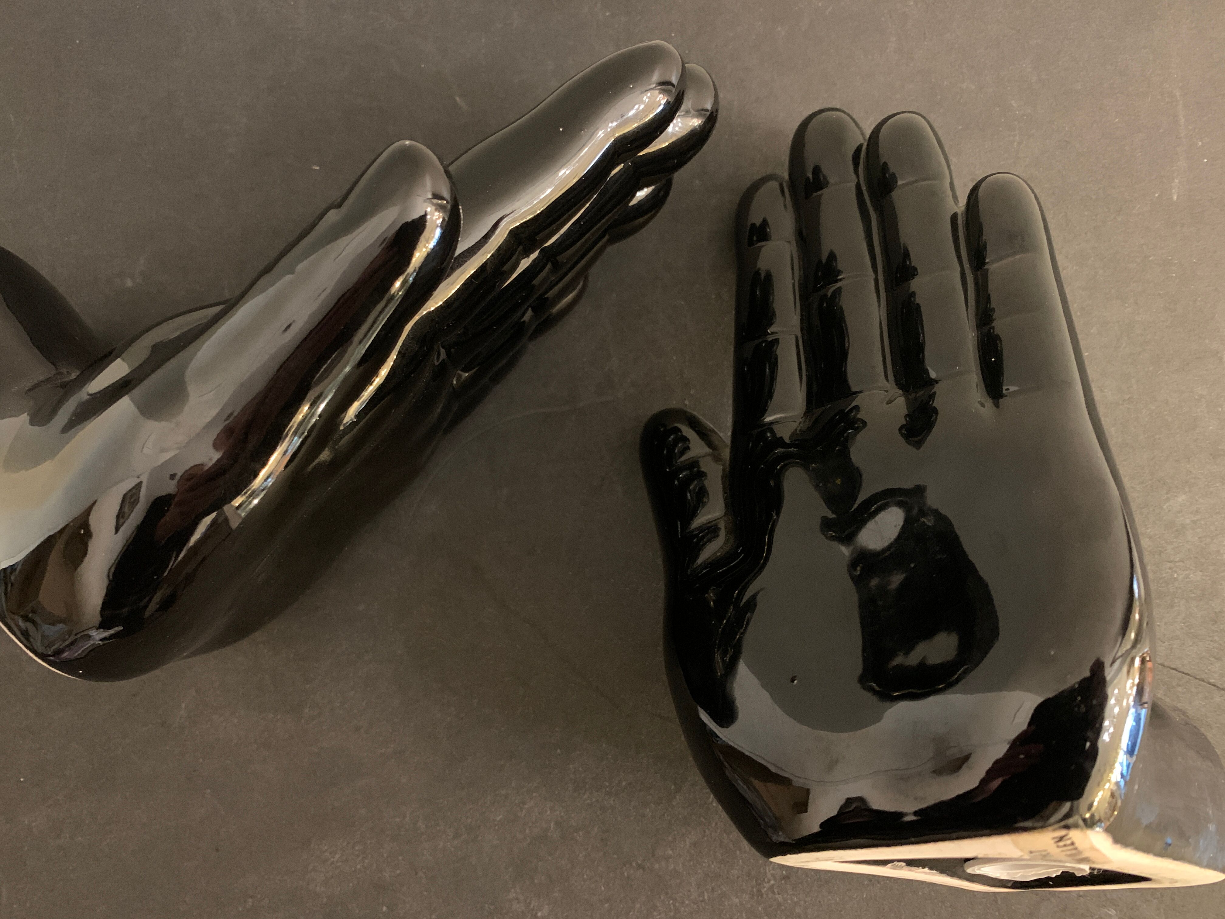 Pair of black ceramic hand book greenhouse, 1970, Netherlands