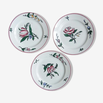 Dessert plates in Sarreguemines earthenware, floral decoration, early XX -th century