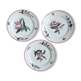 Dessert plates in Sarreguemines earthenware, floral decoration, early XX -th century