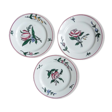 Dessert plates in Sarreguemines earthenware, floral decoration, early XX -th century