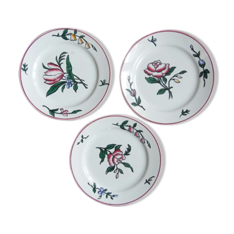 Dessert plates in Sarreguemines earthenware, floral decoration, early XX -th century