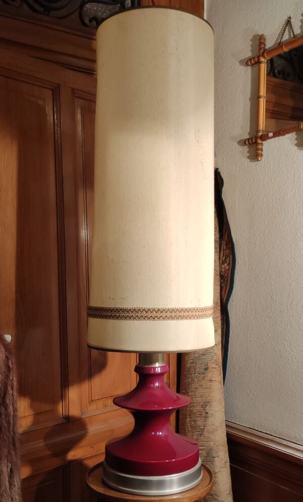 Lampe à poser céramique et alu/design 20 ème siècle