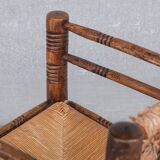 Mid-century rush oak french armchair