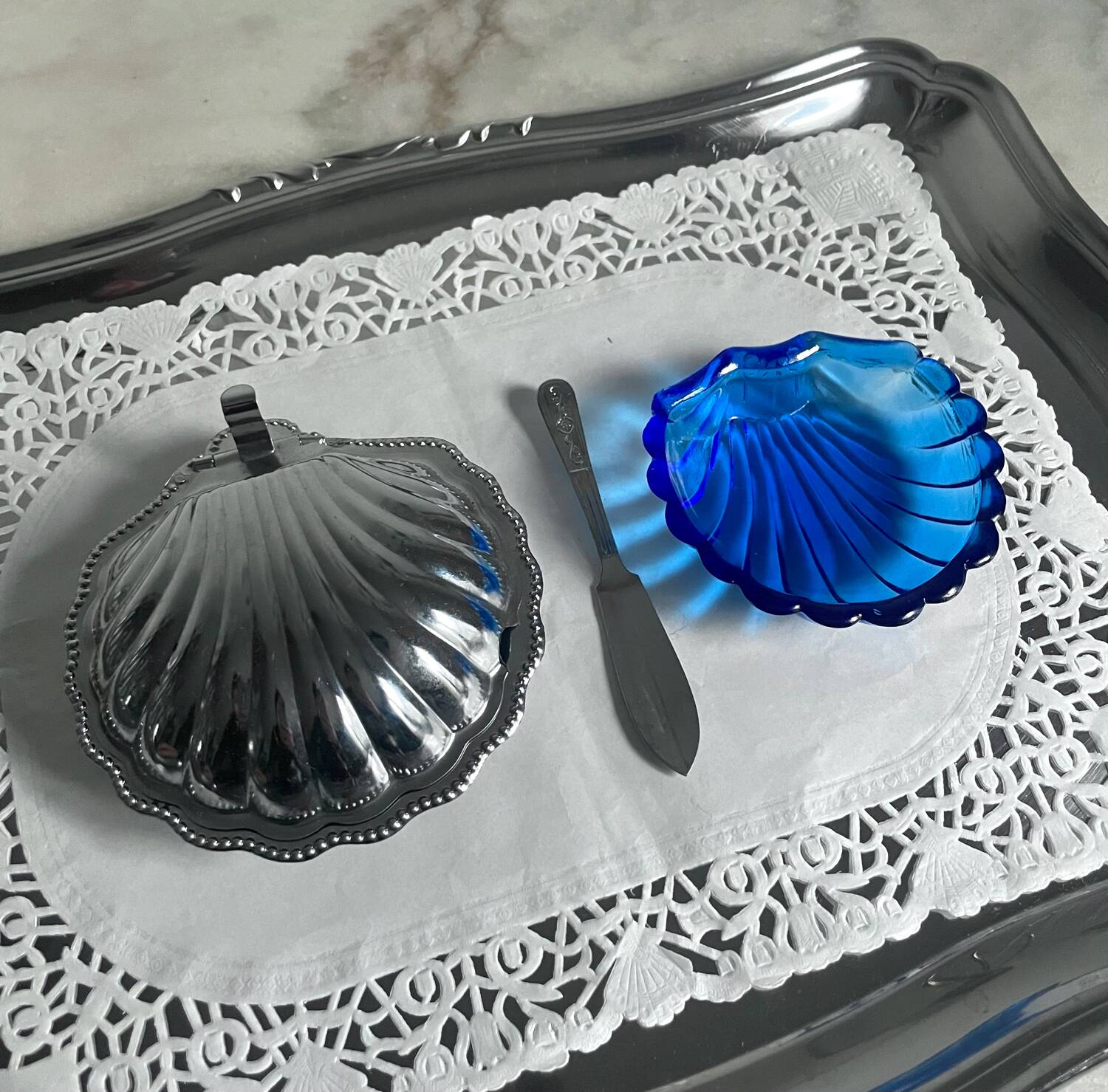 Seashell butter dish