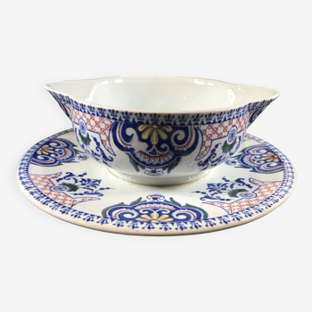 Gravy boat and its frame Gien Royal