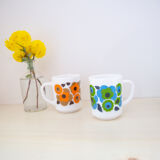3 arcopal flower mugs