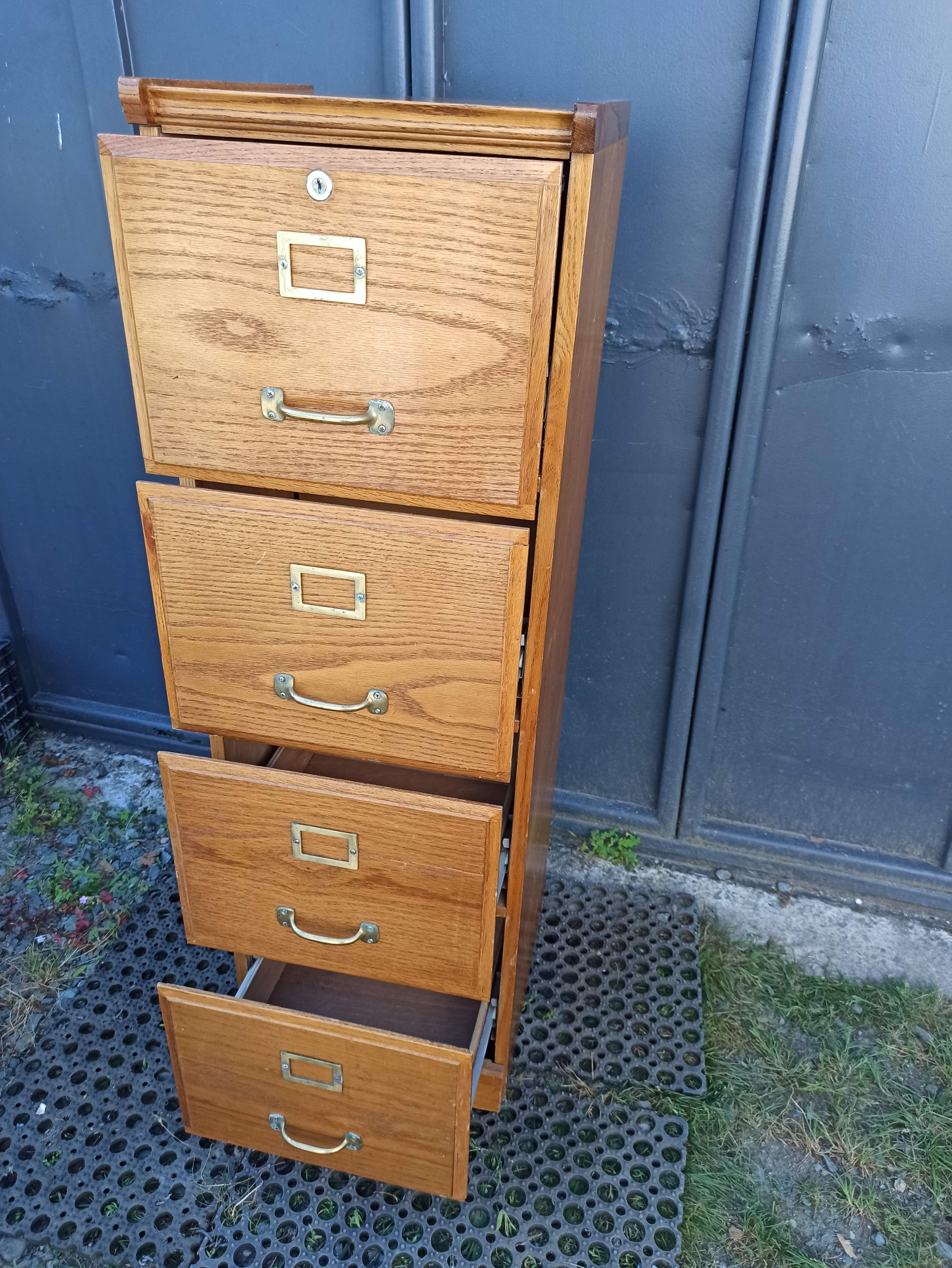 Oak curtain binder notary furniture 4 drawers