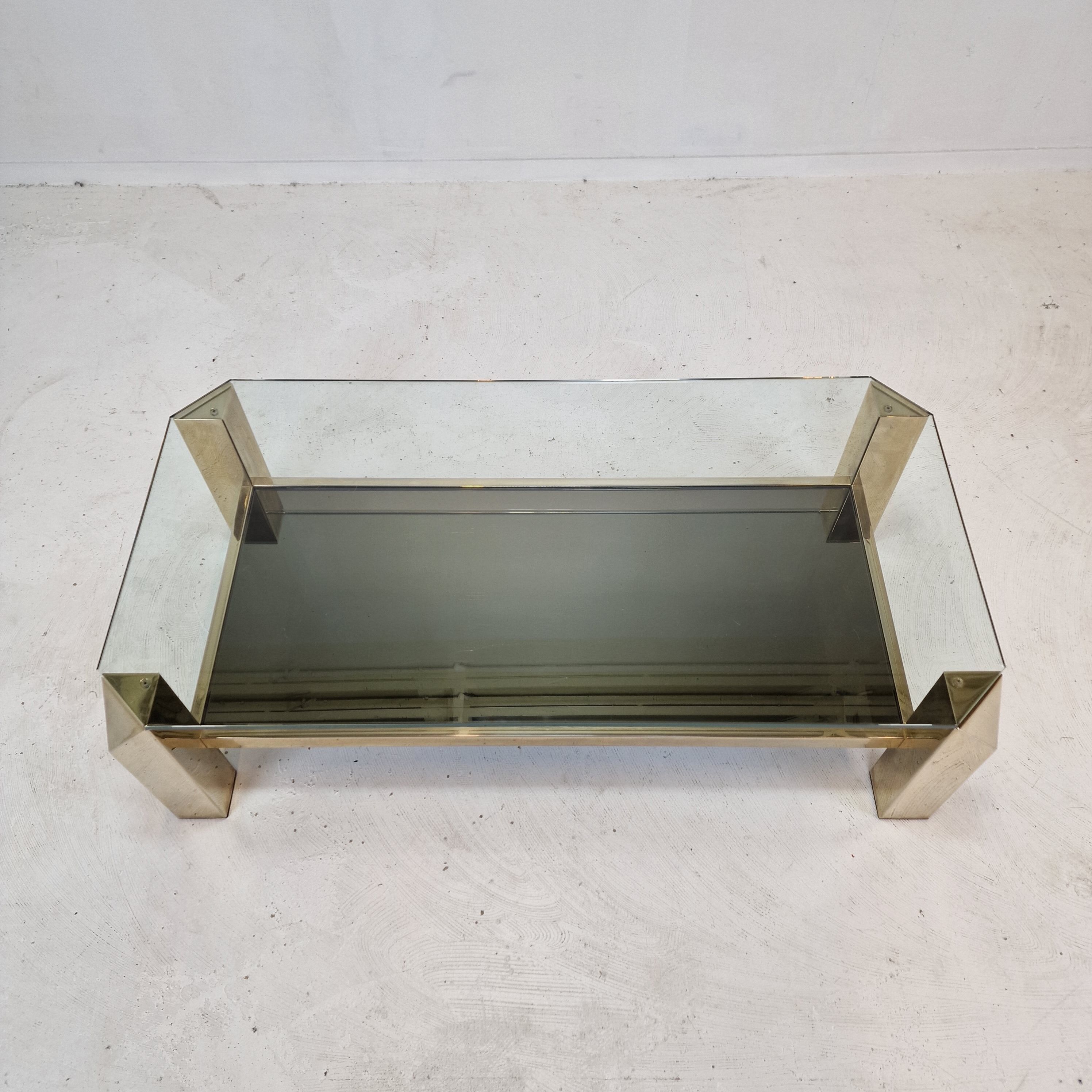 Belgo chrom coffee table 23kt gold plated, 1970's