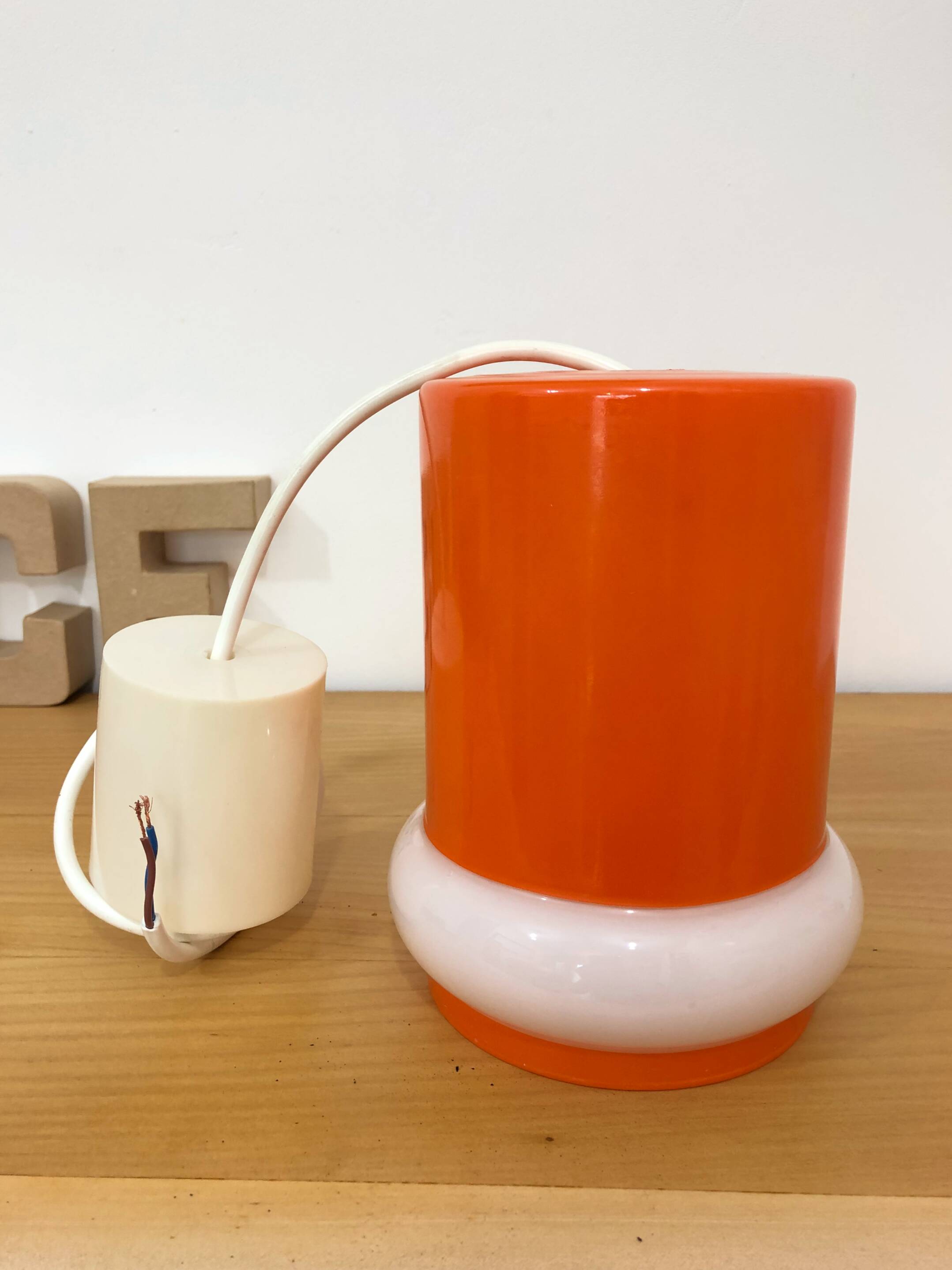 Orange opaline pendant light, 1970s