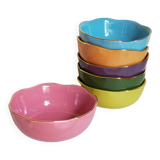 Six vintage multicolored ceramic bowls-cups