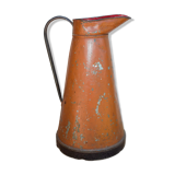 Old brown metal pitcher from France