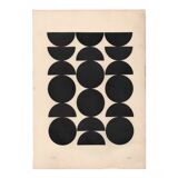 Collage on old paper - abstract geometric painting H2360 - signed Eawy