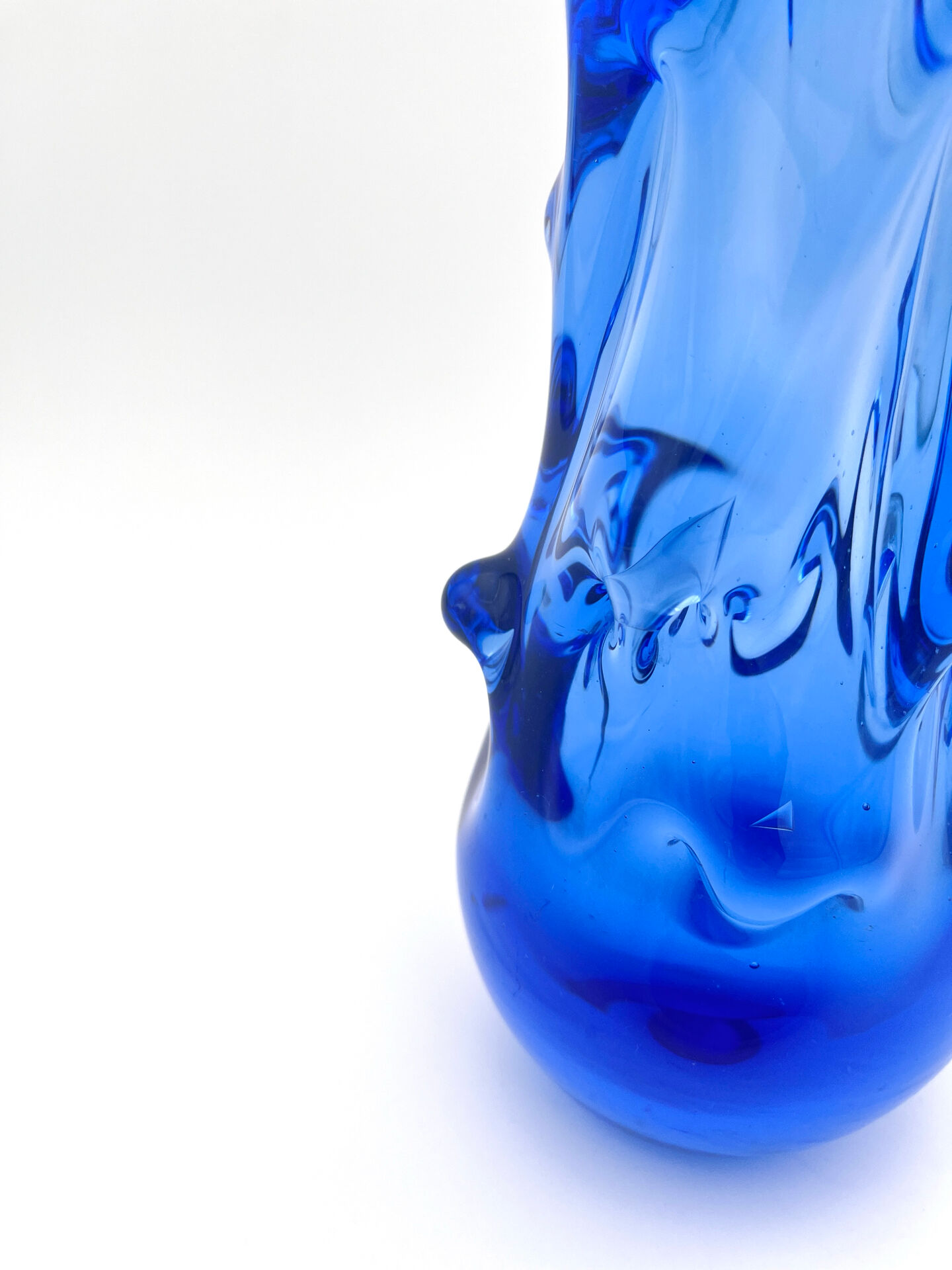 Vase Jan Beránek Chribska Art Glass Blue 27cm 1.68kg Mid-Century