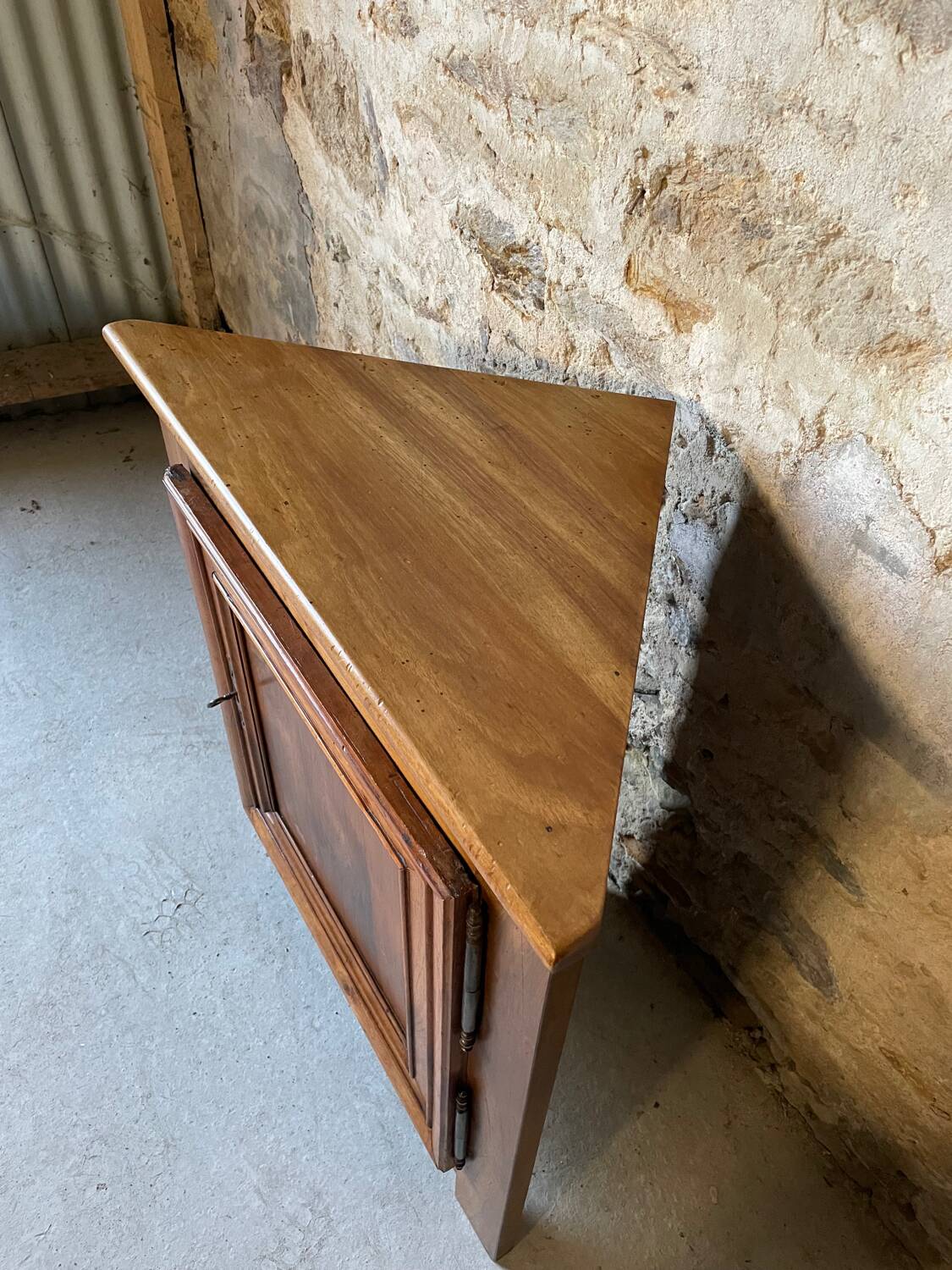 Antique corner unit in solid walnut