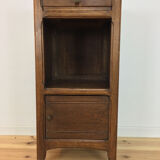 Meuble d'appoint rustique bois massif et marbre blanc