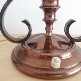 Pair of Ar Nouveau style copper and crystal table lamps vintage 1950s 50s