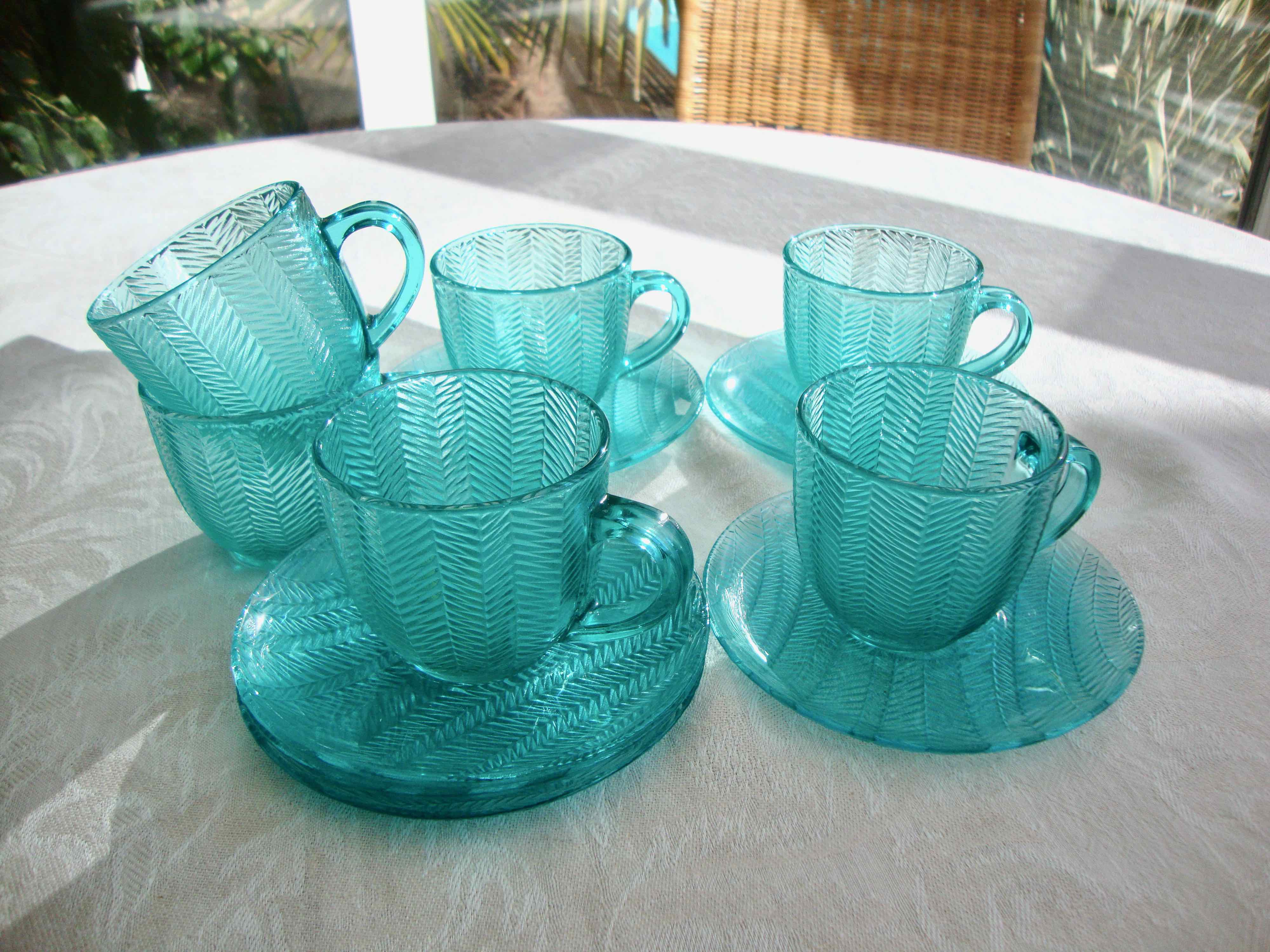 Mint green tea or coffee cups
