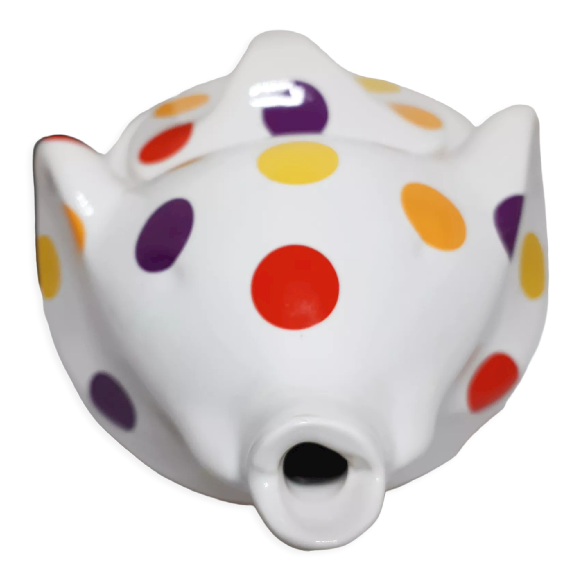White polka dot Elephant teapot, vintage French