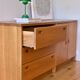 Large oak sideboard, Scandinavian design - 3 drawers and 2 doors.