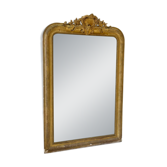 Miroir ancien Louis-Philippe sculpté et doré à la feuille