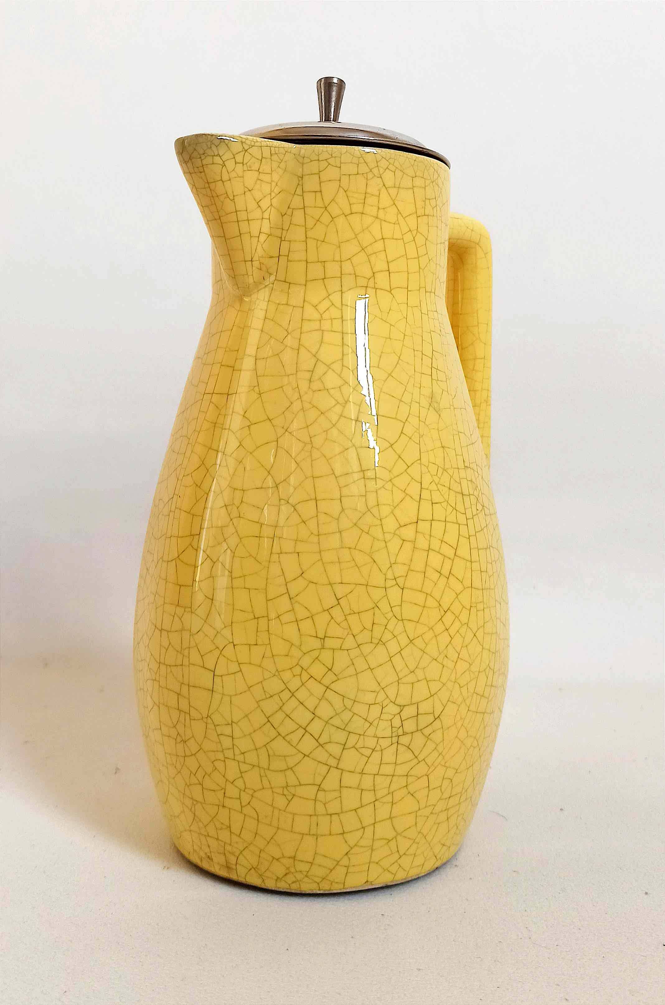 Ceramic orangeade or lemonade pitcher with cracked effect from the 1960s