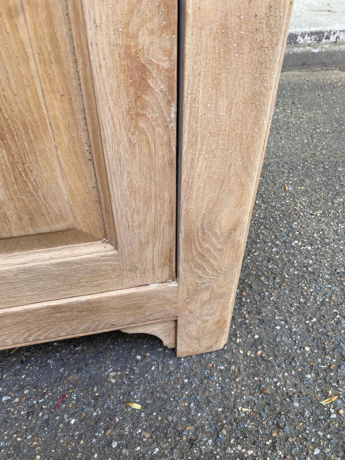 Vintage shallow Parisian sideboard renovated in solid oak 1950.