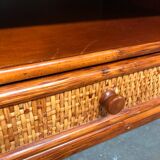 Maugrion rattan bedside tables for Roche Bobois vintage 70s