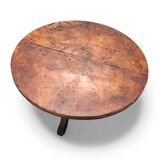 Mid-Century Coffee Table in Solid Wood and Patinated Cognac Leather