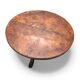 Table basse Mid-Century en bois massif et cuir cognac patiné
