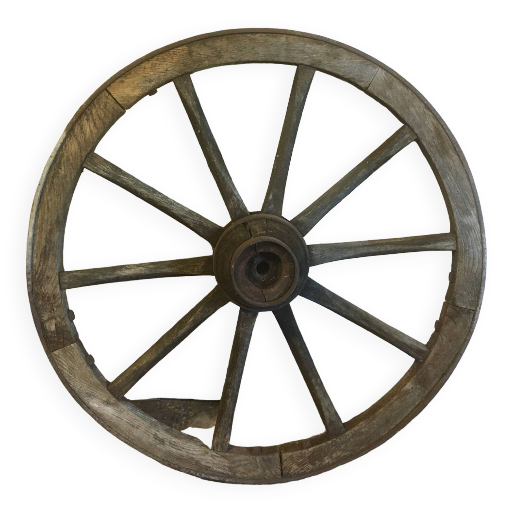 Oak and metal cart wheel