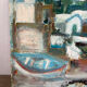 Village by the water, oil on panel signed Morabia.