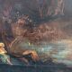 Old oil painting on canvas landscape with ruins and figures 121x98 cm