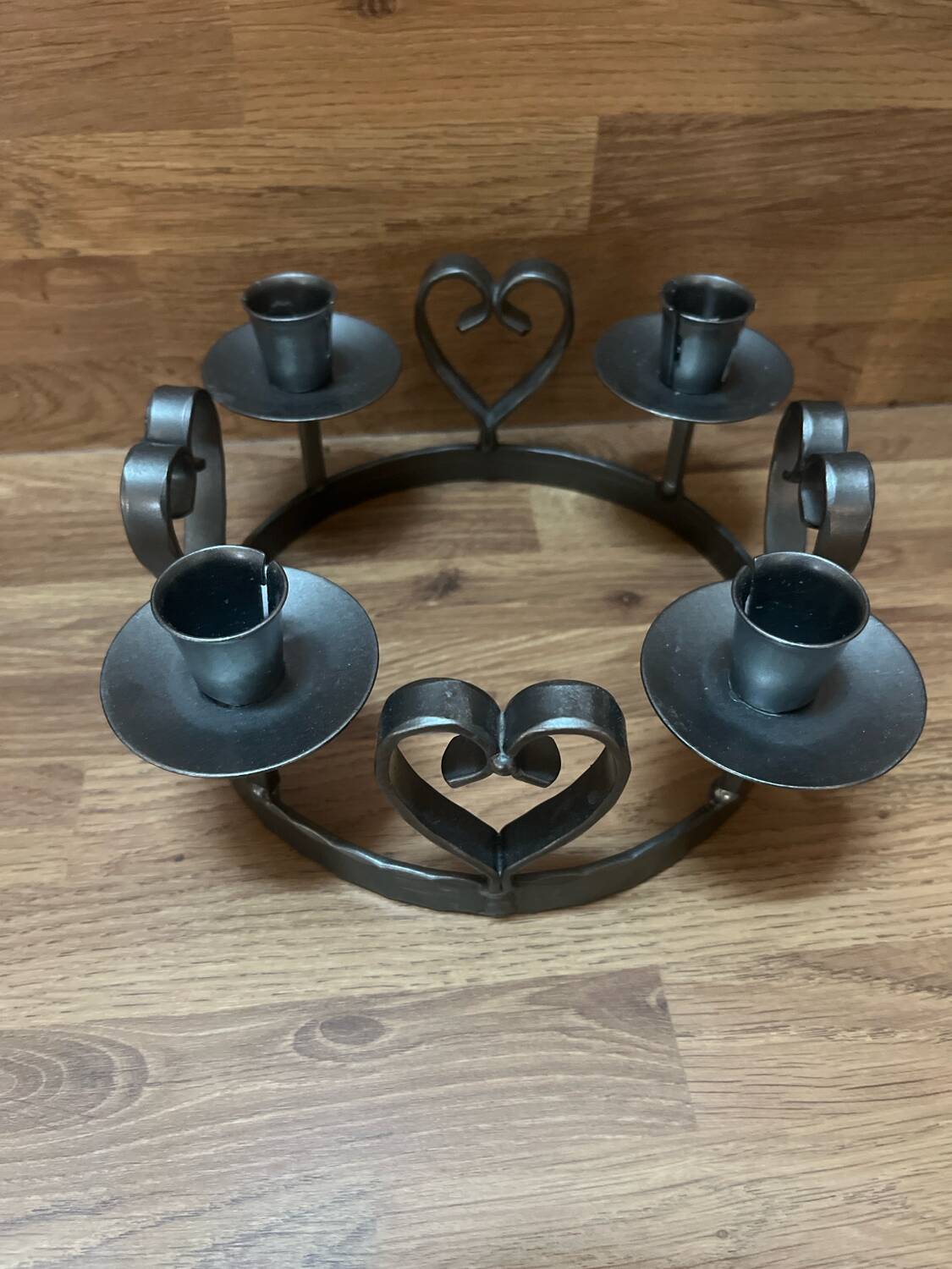 Silver metal candle holder