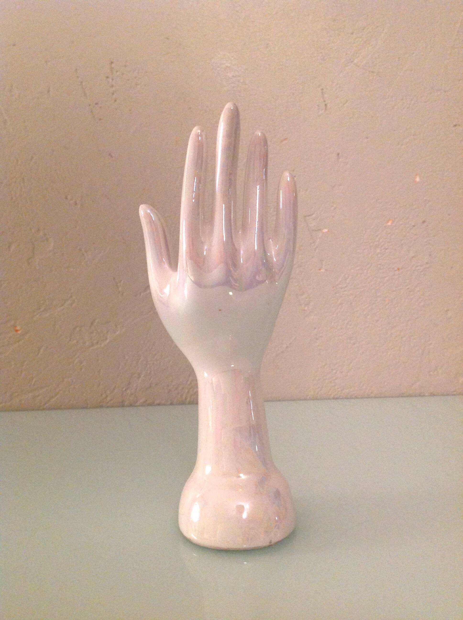 Handmade white ceramic ring holder / vintage 60s-70s