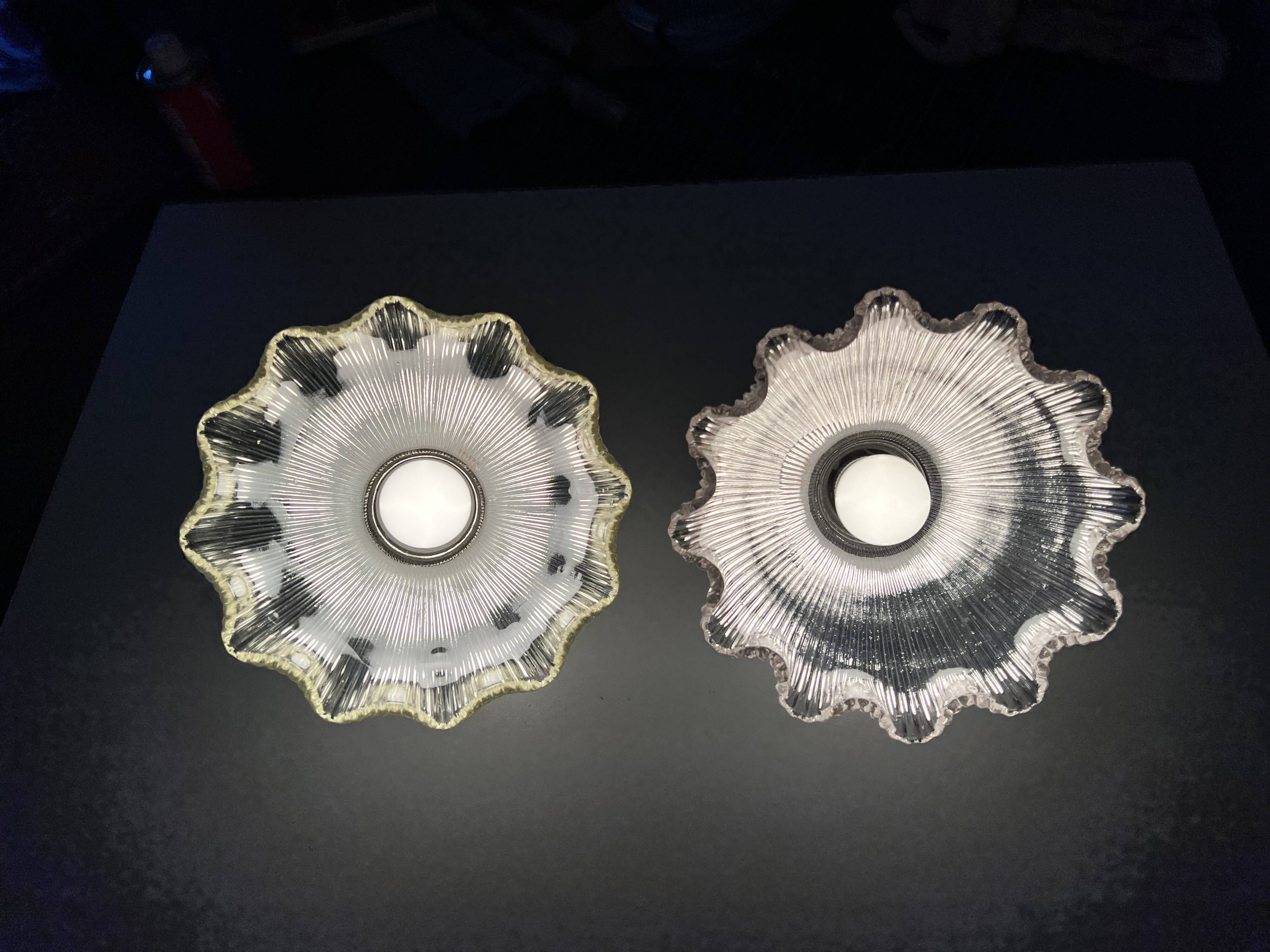 Holophane wall lights with bistro-style porcelain supports