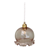 Suspension globe vintage en verre rose
