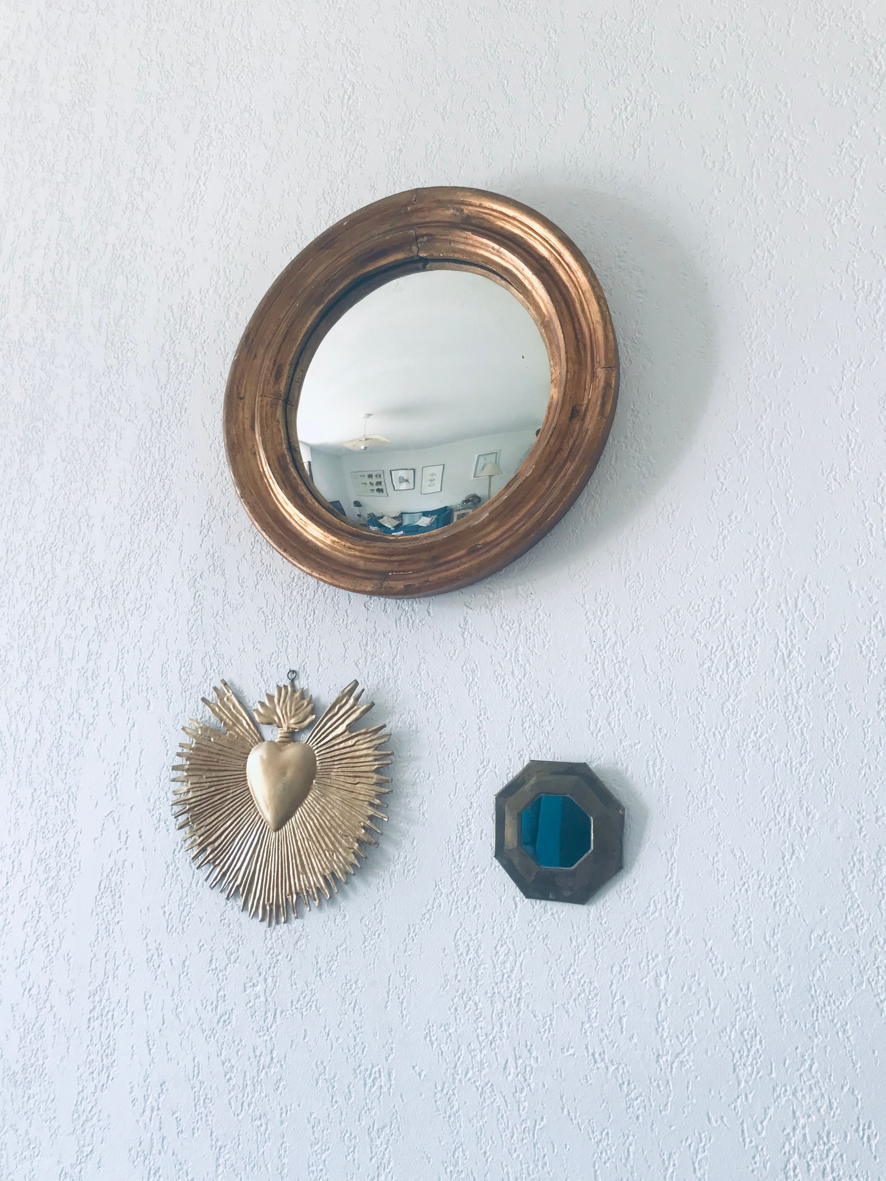 Ancient convex mirror, witch mirror 36cm