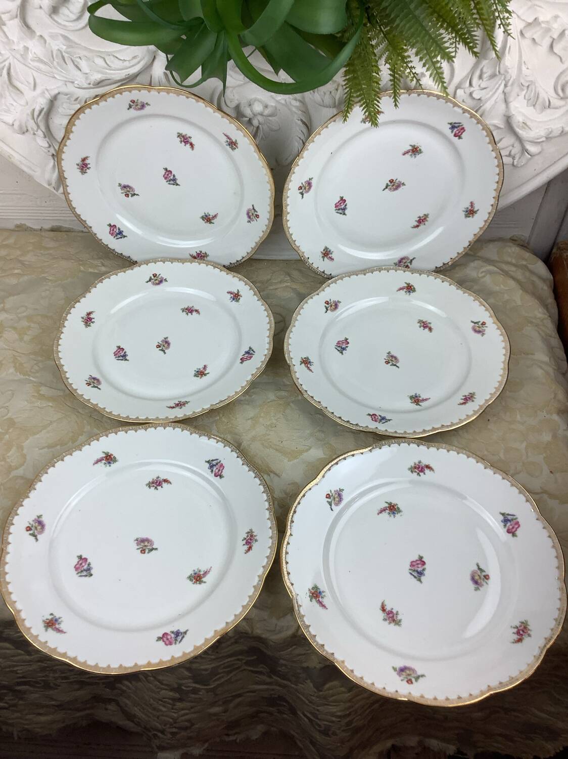 6 flat plates porcelain Limoges France