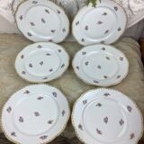 6 flat plates porcelain Limoges France