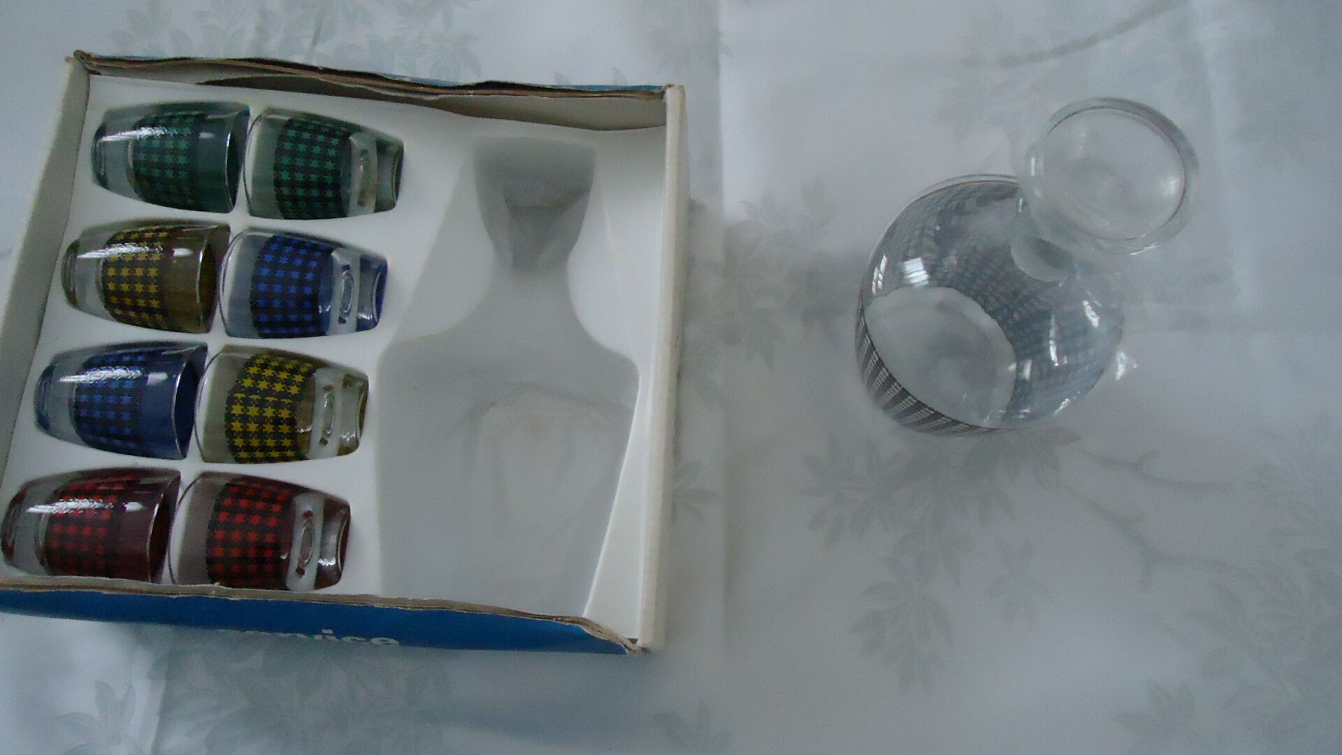 Vintage crystal arque liqueur service