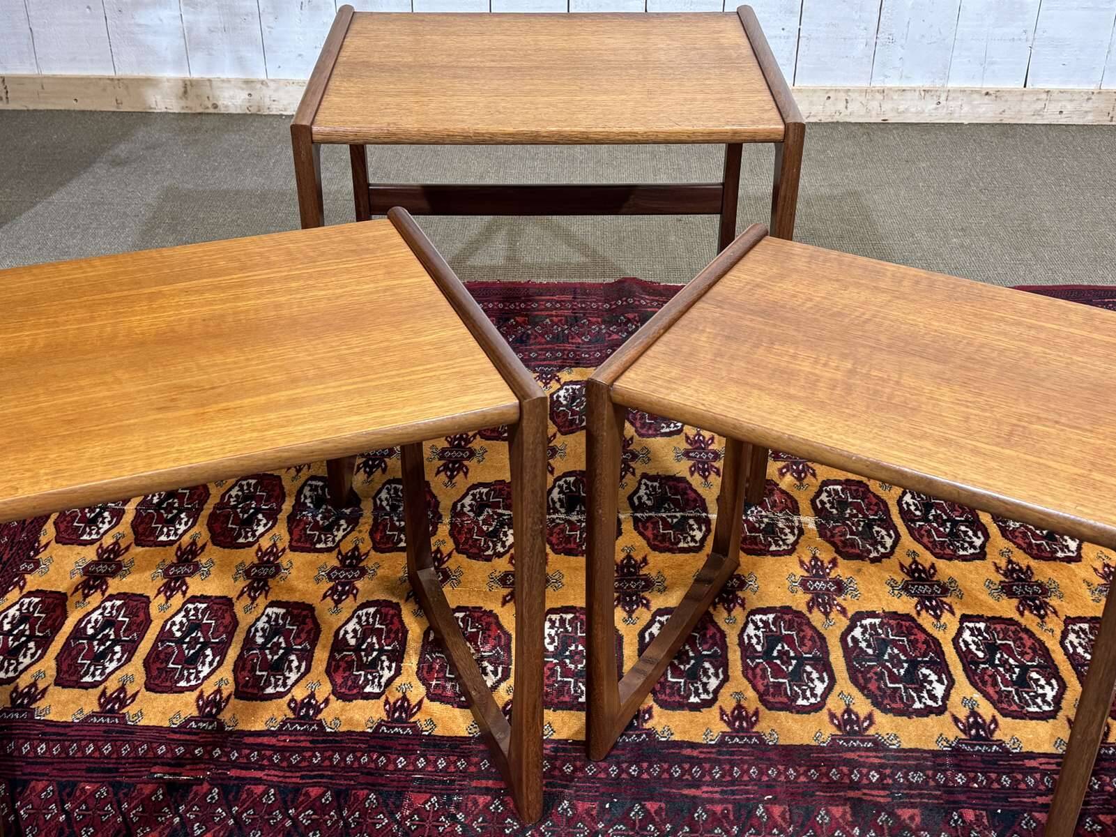 Set of 3 English nesting tables by the brand Gplan from the 1970s in