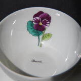 6 CUPS and undercups in NBD Limonges porcelain, hand illuminated, floral patterns